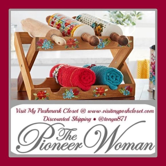 🦋 New Pioneer Woman Spring Bouquet Acadia Wine Rack/Rolling Pin Holder, 13.9” - Picture 1 of 7